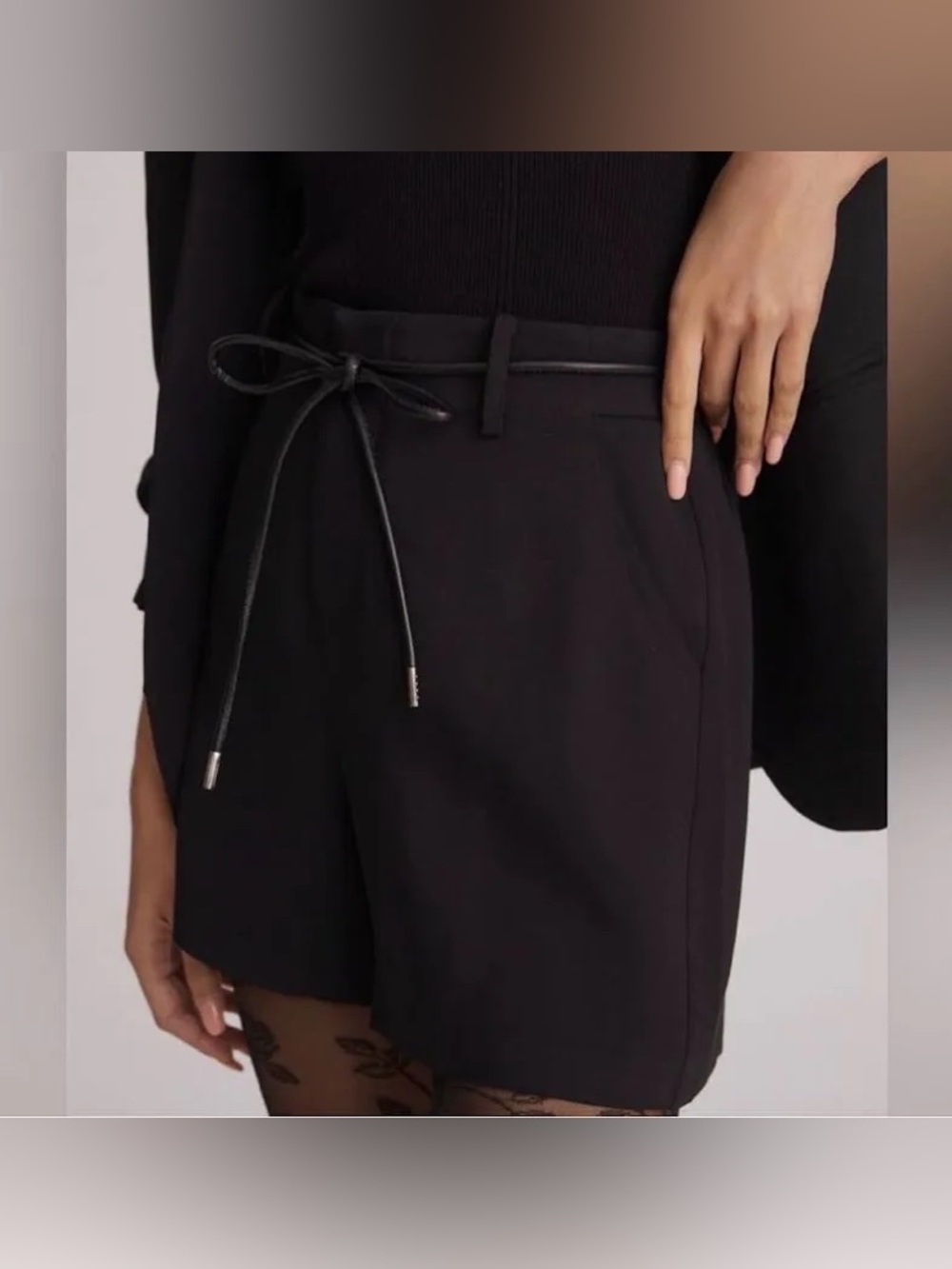 Mare Mare x Anthropologie Black High-Rise Belted Bermuda Shorts